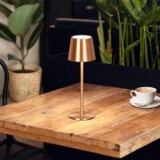 LED-akku-pöytälamppu Roxi, kuparinen, metalli, IP54, himmennin