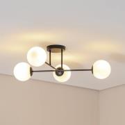 Kattovalaisin Glassy, 4-lamppuinen, ristikkäin, musta/opaalinen