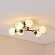 Kattovalaisin Glassy, 6-lamppuinen, musta/opaali