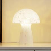 Lindby Hubi pöytävalaisin, valkoinen, lasia, Ø 22 cm, sienen muotoinen