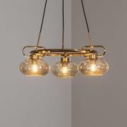 Rolan-riippuvalaisin, messinginvärinen, Ø 56 cm, 3-valo, lasi