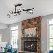 Riha kattovalaisin, pituus 87 cm, musta/savunvärinen, 9-valo.