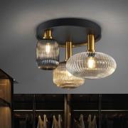 Norma kattovalaisin, Ø 56 cm, 3-valo, musta/messinki, lasi