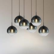 Lucande Veloura riippuvalaisin, 6-lamppuinen, 100 cm, lasi, puu