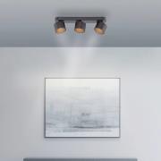 PURE LED-kattospotti Cup, musta, pituus 56 cm, metalli 3-lamppuinen.