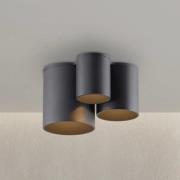 PURE kylpyhuoneen LED-kattolamppu Point, musta, pituus 18 cm, 3-lamppu...