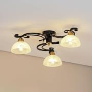 Kattovalaisin Flora, 3 lasivarjostinta, musta/messinki