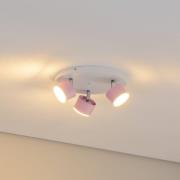 Kattokohdevalo Cloudy 3-lamppuinen, pyöreä, vaaleanpunainen