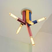 OSRAM kattovalaisin Decor Straw, 5-lamppuinen, teräs, värikäs, E27