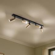 Kattokohdevalo Zoom, 5-lamppuinen, musta/kulta