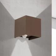 LED-ulkoseinävalaisin Cube-S, corten, metalli, anturi