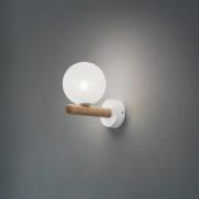 Seinävalaisin Estera, valkoinen/puunvärinen, lasi, G9