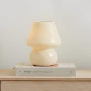 Lindby Andriana pöytävalaisin, keltainen/valkoinen, lasia, Ø 15 cm