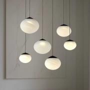 Lucande LED-riippuvalaisin Tivar, 6-lamppuinen, musta/valkoinen, lasi