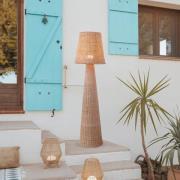 Newgarden LED-akku-lattiavalo Lola, puunvärinen, rottinki, IP54