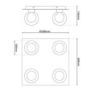 Kattovalaisin Donika, 4-lamppuinen, kulmikas, lasi, teräs, keltainen, ...