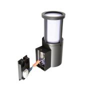 Facado II ulkoseinävalaisin, harmaa/opal, Ø 11 cm, IP65, metallia