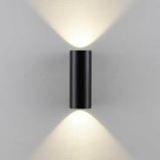 Ulkoseinälamppu CAN, musta, 2-lamppuinen, Ø 8 cm IP65 metalli GU10