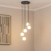 Riippuvalaisin Daisy, 5-lamppuinen, kulta/valkoinen/musta, lasi