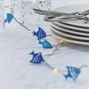 LED-valoketju Selma Fish, sininen, 20-osainen, paristokäyttöinen
