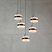 LED-riippuvalaisin Dios, musta, Ø 45 cm, CCT, 5-lamppuinen.