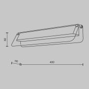 LED-seinävalaisin FLAT, harmaa/messinki, leveys 43 cm, lasi/metalli