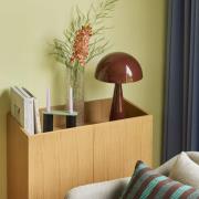 HÜBSCH pöytälamppu Mush, ruskea, metalli, korkeus 50 cm