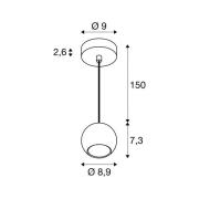 SLV riippuvalo Light Eye 90, musta, Ø 9 cm, metalli