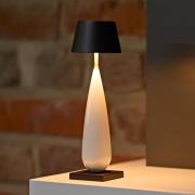 LED-akkukäyttöinen pöytävalaisin Thala, valkoinen/musta, IP65, 24 cm
