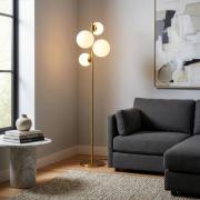 Lattiavalaisin Fazli, kulta, lasi/metalli, korkeus 162 cm, E14