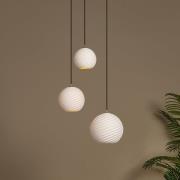 Bina-riippuvalo, pituus 45 cm, valkoinen/musta, posliini, 3-lamppuinen...