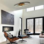 LED-kattovalaisin Tisha I, mattamusta/puu, pituus 85 cm