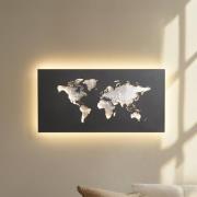 Lucande LED-seinävalaisin World, antrasiitti/hopea, 60 cm x 30 cm