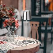 LED-akku-pöytävalaisin Viletto, nikkelivärinen, IP54