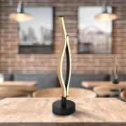 LED-pöytälamppu Geronimo, korkeus 47 cm, musta/puunvärinen