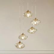 Lindby riippuvalaisin Piatra, Ø45cm, 5-valo, konjakki/messinki, lasi