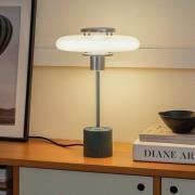 Lindby pöytälamppu Branford, retro, valkoinen/vihreä opaali/marmori