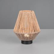 LED-akku-pöytävalaisin Lira, ruskea, paperilanka, korkeus 22 cm