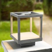 Lucande LED-jalustavalaisin Lealan, harmaa, metalli, 23 cm, IP54