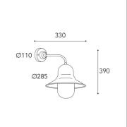 Ulkoseinävalaisin Campanula 2090 antiikkimessinki syvyys 33 cm IP44