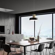 LED-riippuvalaisin Lunar, musta/kulta, lasi, CCT, himmennettävä