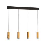 LED-riippuvalaisin Shine-Wood, 100 cm, tammi/musta, 4-lamppuinen