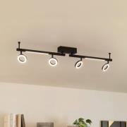 LED-kattospotti Cardillio 2 musta neljällä renkaalla