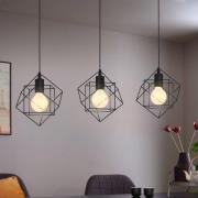 Straiton-riippuvalo terästä, 3-lamppuinen, musta