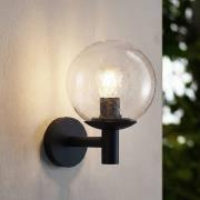 Lindby ulkoseinävalaisin Dangan, musta/kirkas, lasi, Ø 20 cm