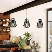 Riippuvalaisin Stype, musta, pituus 96 cm, teräs, 3-valo.