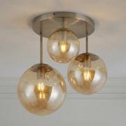 Lindby kattovalaisin Teeja, meripihkainen, 3-valo, Ø47cm, lasi, E27