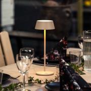 LED-akkukäyttöinen pöytälamppu Menton, hiekanvärinen, korkeus 27 cm, I...