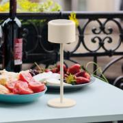 LED-akkukäyttöinen pöytälamppu Juna, hiekanbeige, korkeus 25 cm, metal...