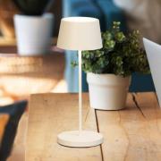 LED-akkupöytälamppu Asena Pro hiekanbeige, 30 cm metalli IP54